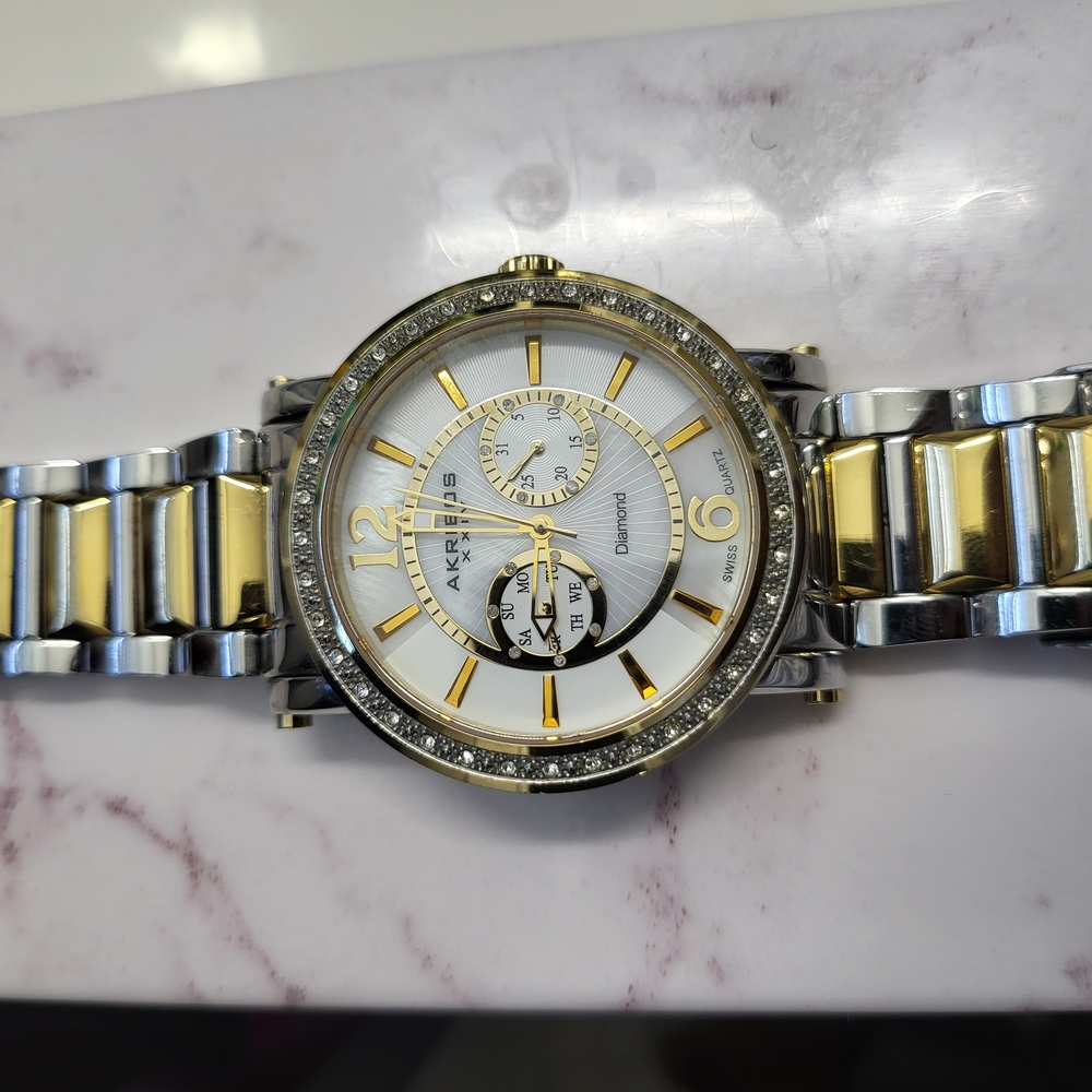 Akribos XXIV Silver and Gold Watch